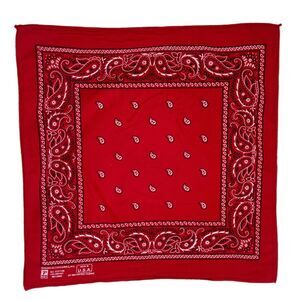 80s Vintage Red Bandana  Biker Workwear 13960 Paris Cotton Colorfast Made USA